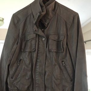 American rag grey leather jacket